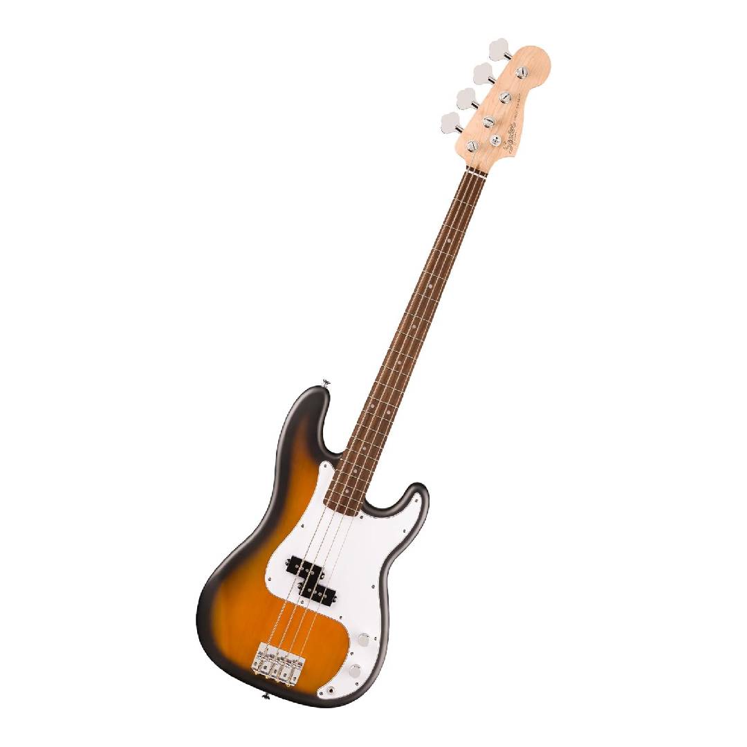 Squier by Fender Debut Collection Precision Bass Guitar, Laurel Fingerboard, White Pickguard, 2-Colour Sunburst