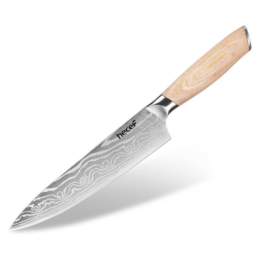 hecef Chef Knife 20 cm, X50Cr15MoV Stainless Steel, Pakkawood Handle