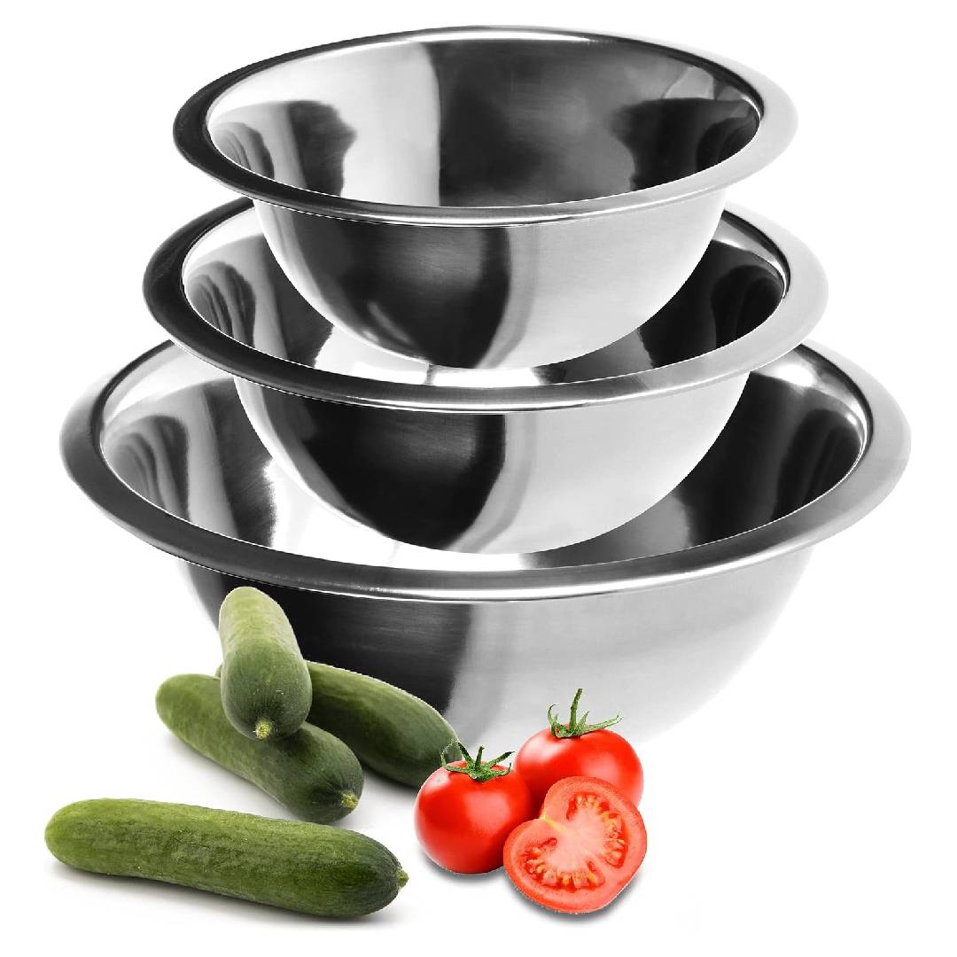 com-four® 3 Piece Stainless Steel Bowl Set