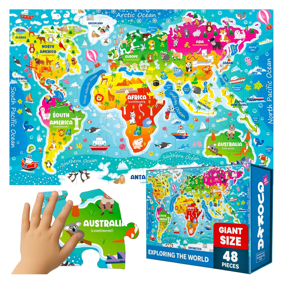 QUOKKA World Map Floor Puzzle for Kids