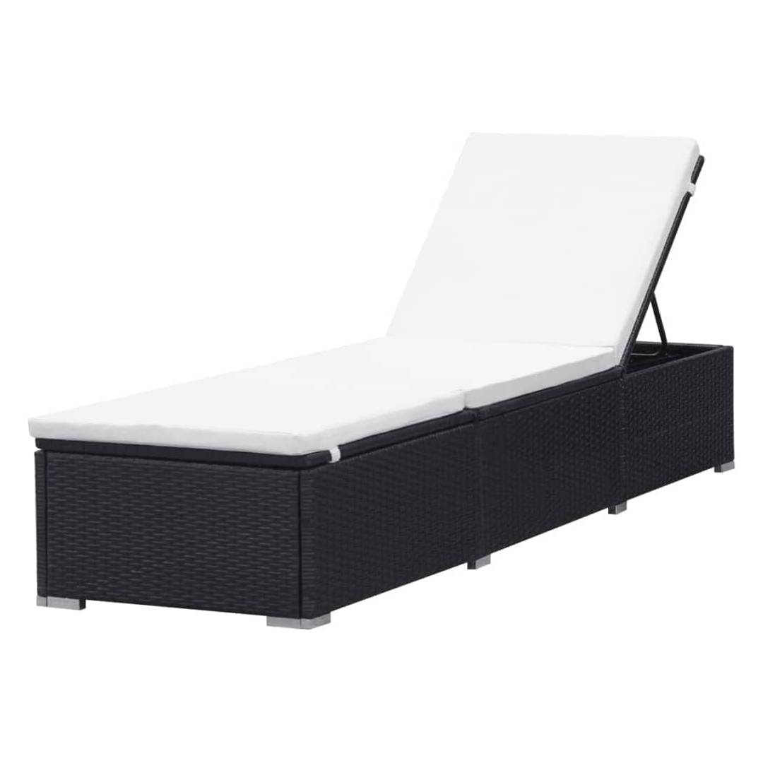 vidaXL Poly Rattan Sun Lounger Black