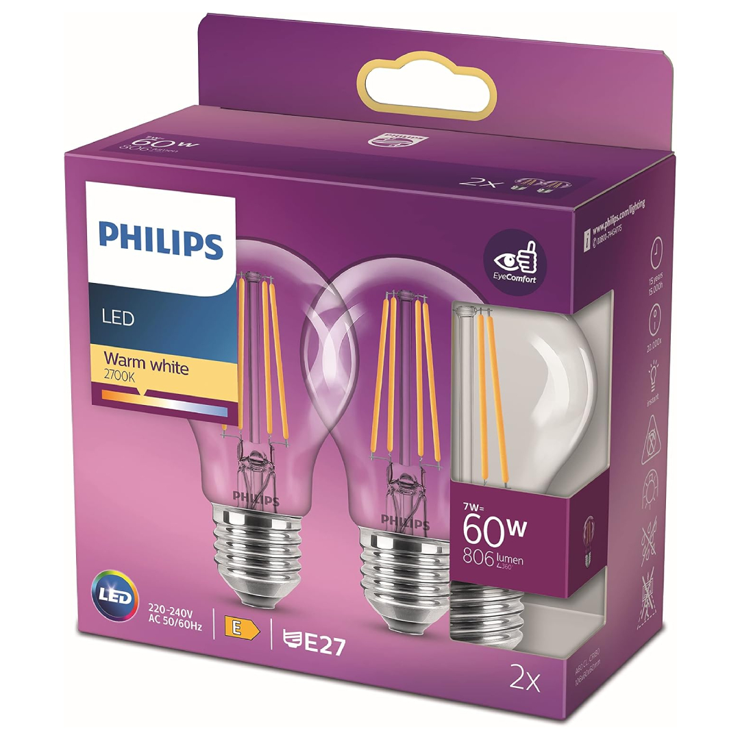 Philips LED Classic A60 Light Bulb Set of 2