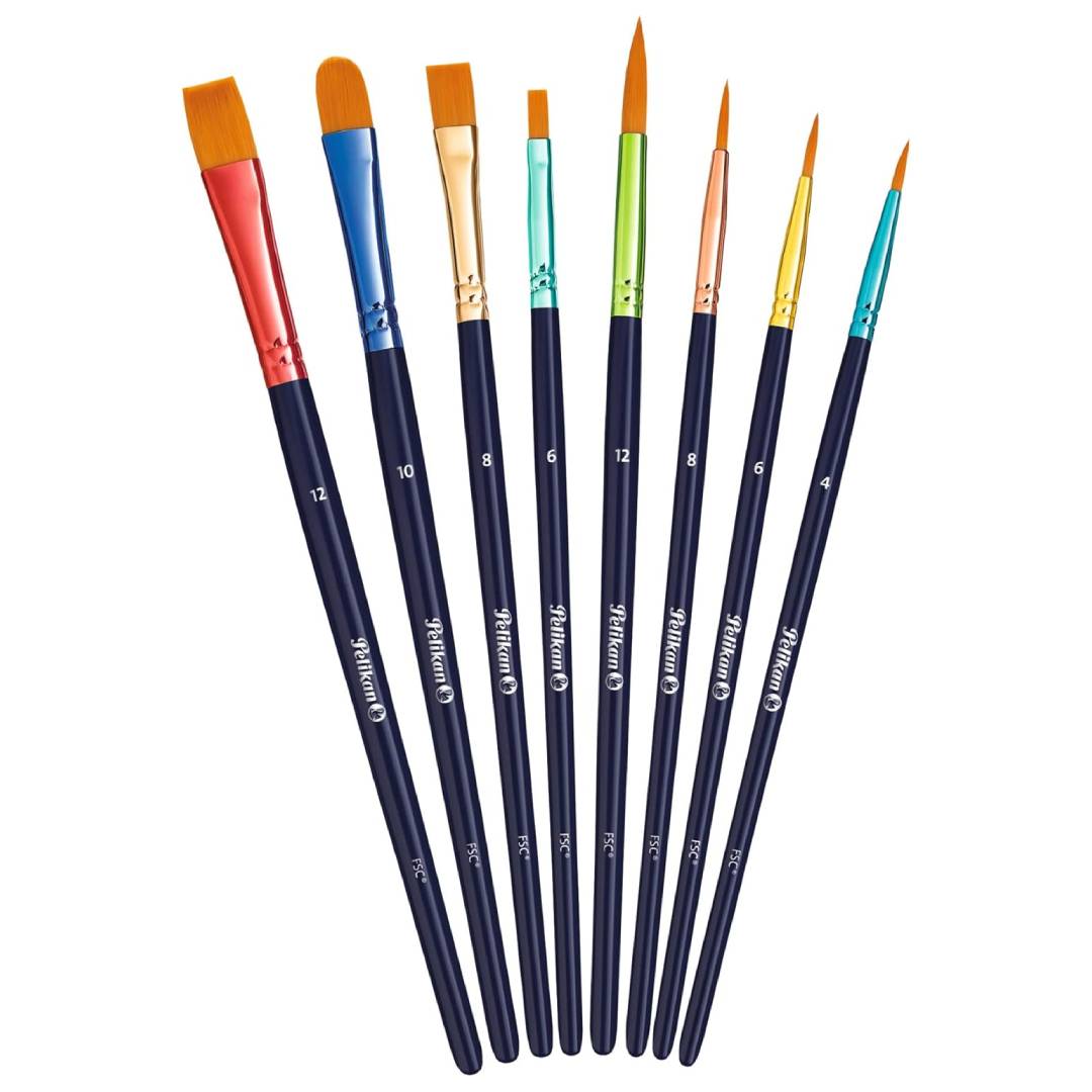 Pelikan Set of 8 School Brushes