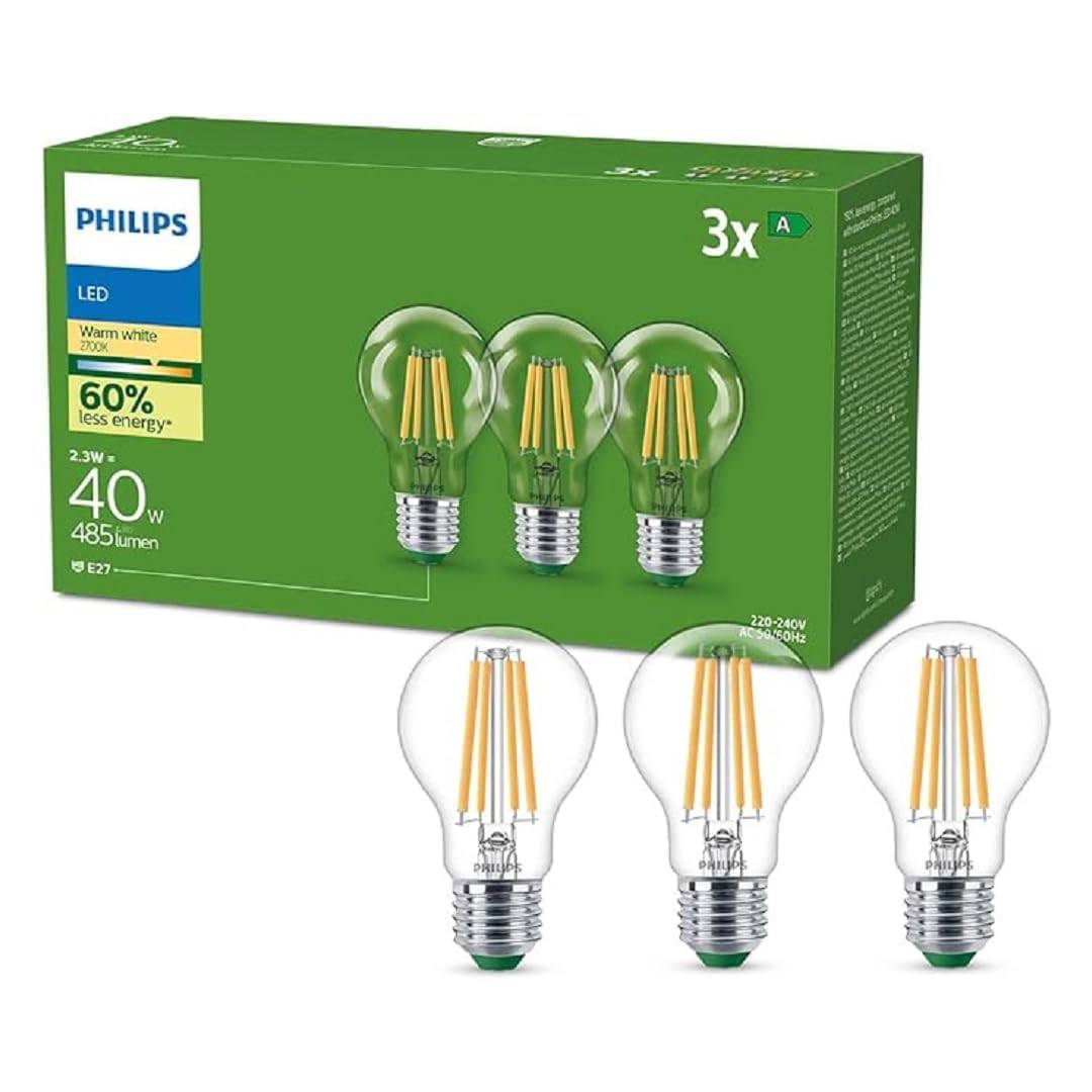 Philips Clear Ultra-Efficient Filament LED Bulb (3 Pack)