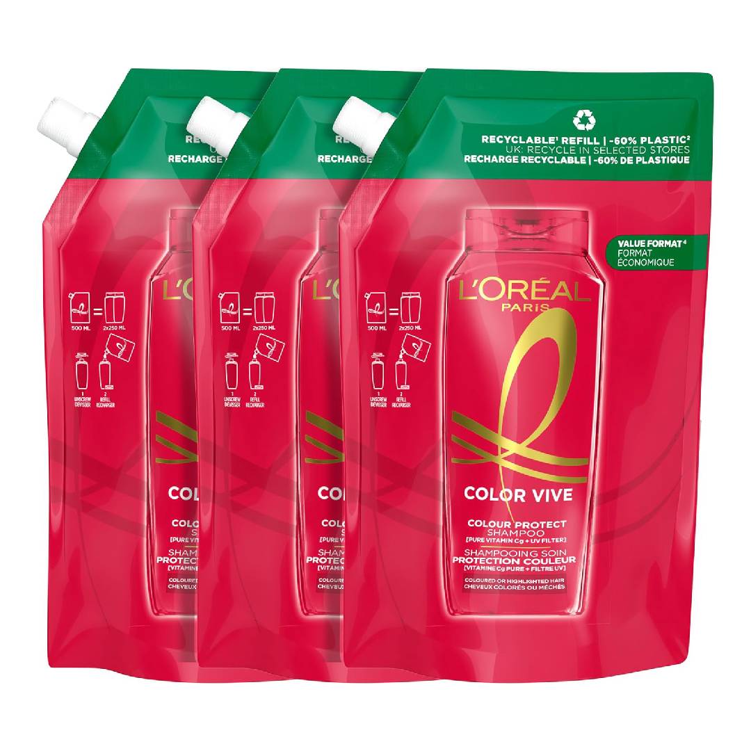 L'Oréal Paris Elvive Color Vive Pack 3 Shampoo Protector for dyed hair refill 500 ml