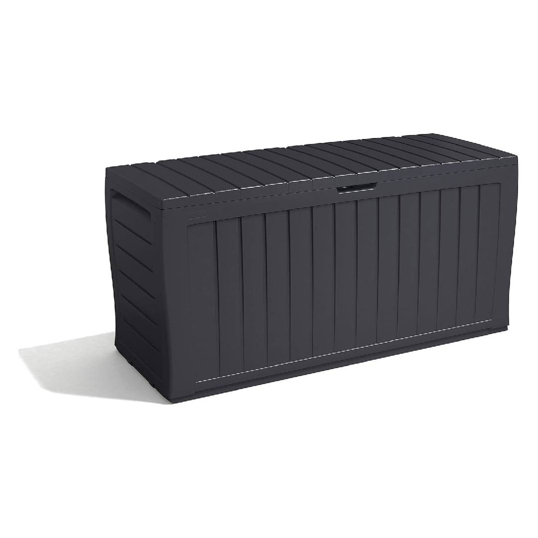 Keter Marvel+ 270L Outdoor 65% Recycled Garden Furniture Storage Box Graphite Wood Panel Effect