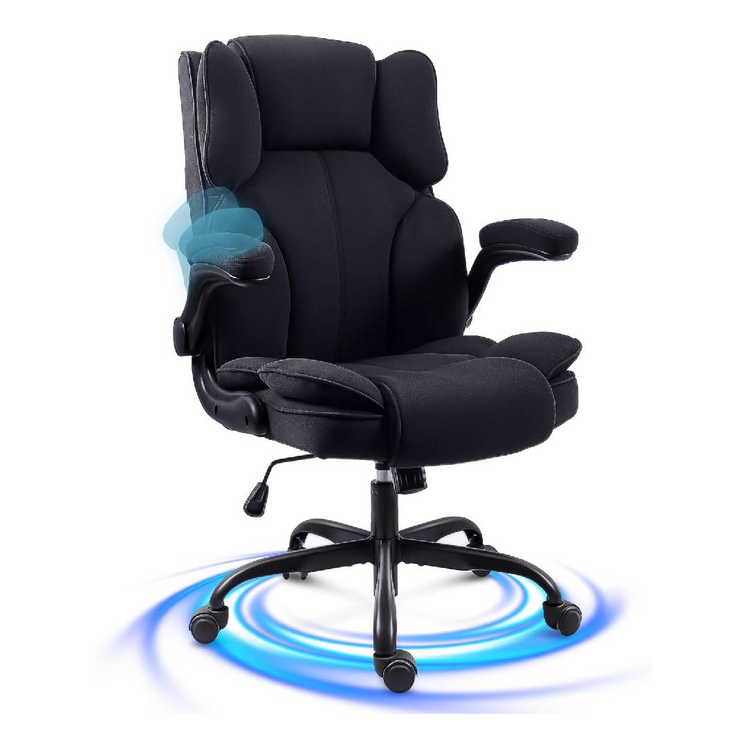 Fabric Executive Office Chair with Flip-Up Arms for Home Office,Black