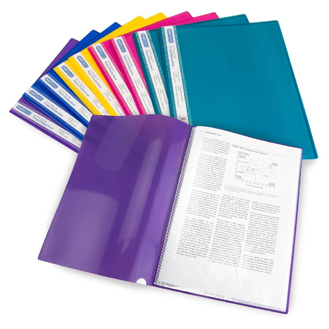 Rapesco 0919 Project Presentation Display Book, 20 Pockets, A4, Pack of 10