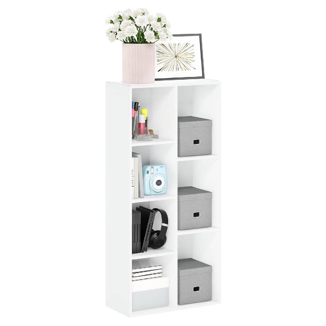 Furinno Luder 7-Cube Reversible Open Shelf, White