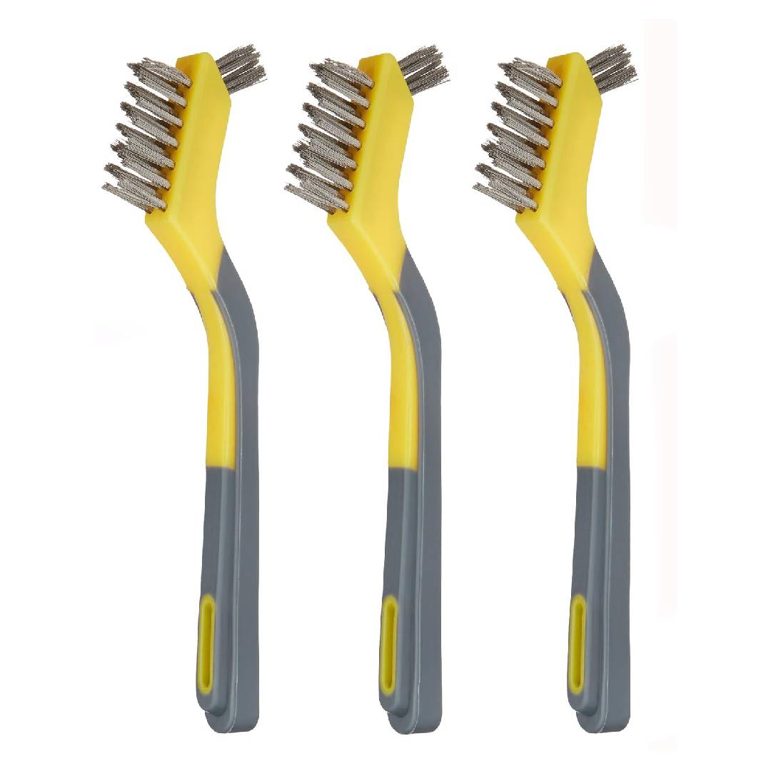 Amazon Basics Stainless Steel Mini Brushes, Soft Grip, 3-Pack, Assorted colors