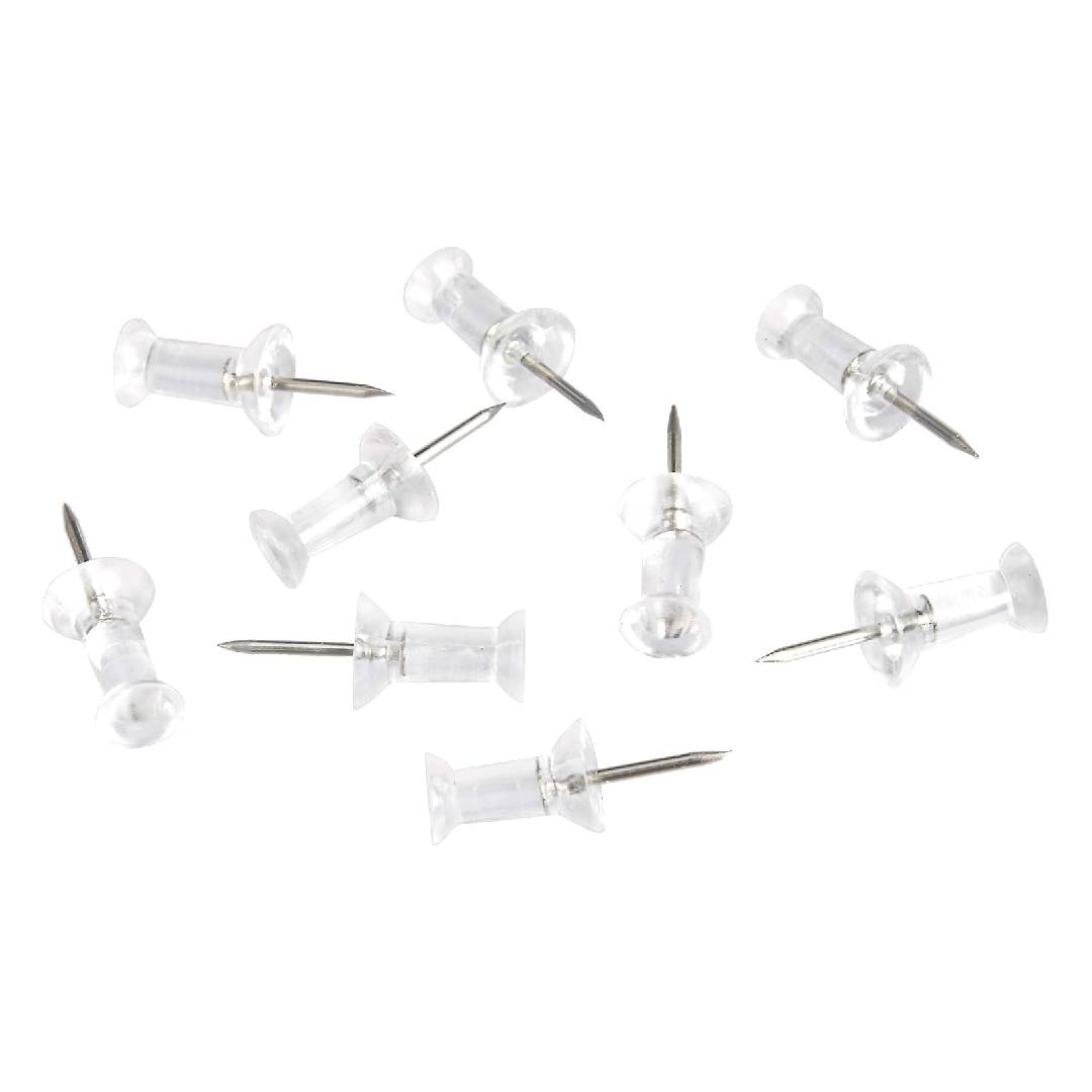 Amazon Basics Push Pins, Clear Plastic Head, Steel Point, 200-Count