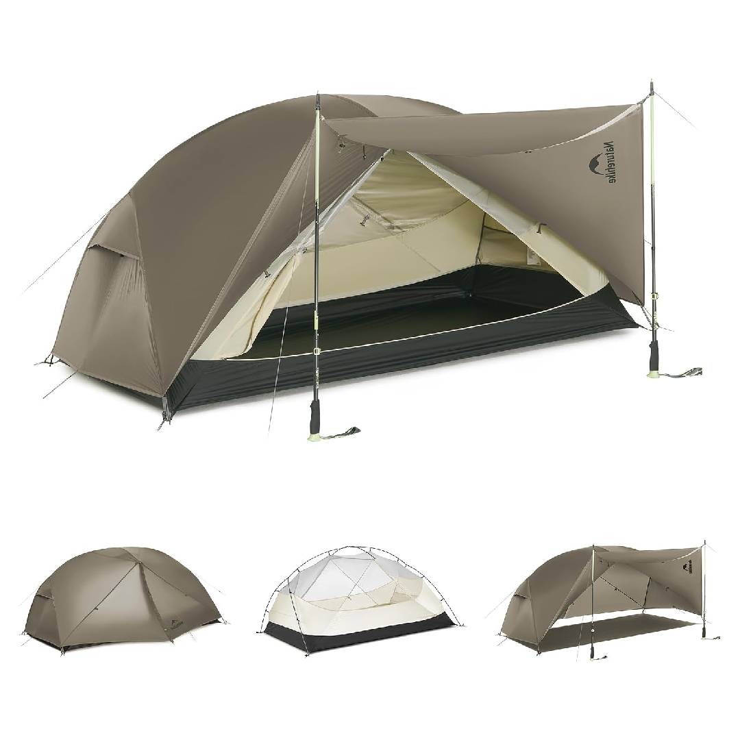 Naturehike Mongar Tent Camping Tent 2 Man Tent Waterproof Ultralight Trekking Tent Hiking Tent Double Layer for Hiking Climbing Outdoor Activities (Brown)
