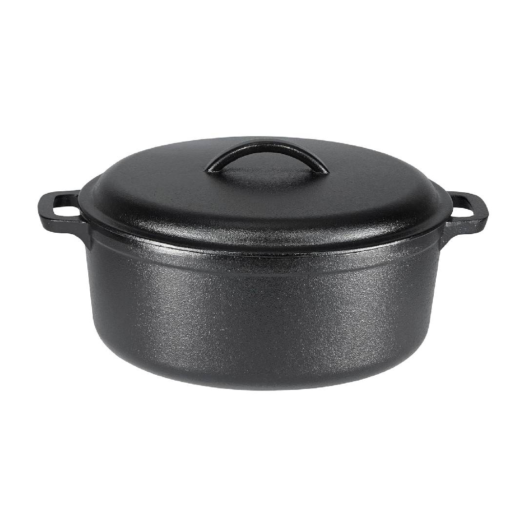 Amazon Basics Round Pre-Seasoned Cast Iron Dutch Oven Pot with Lid