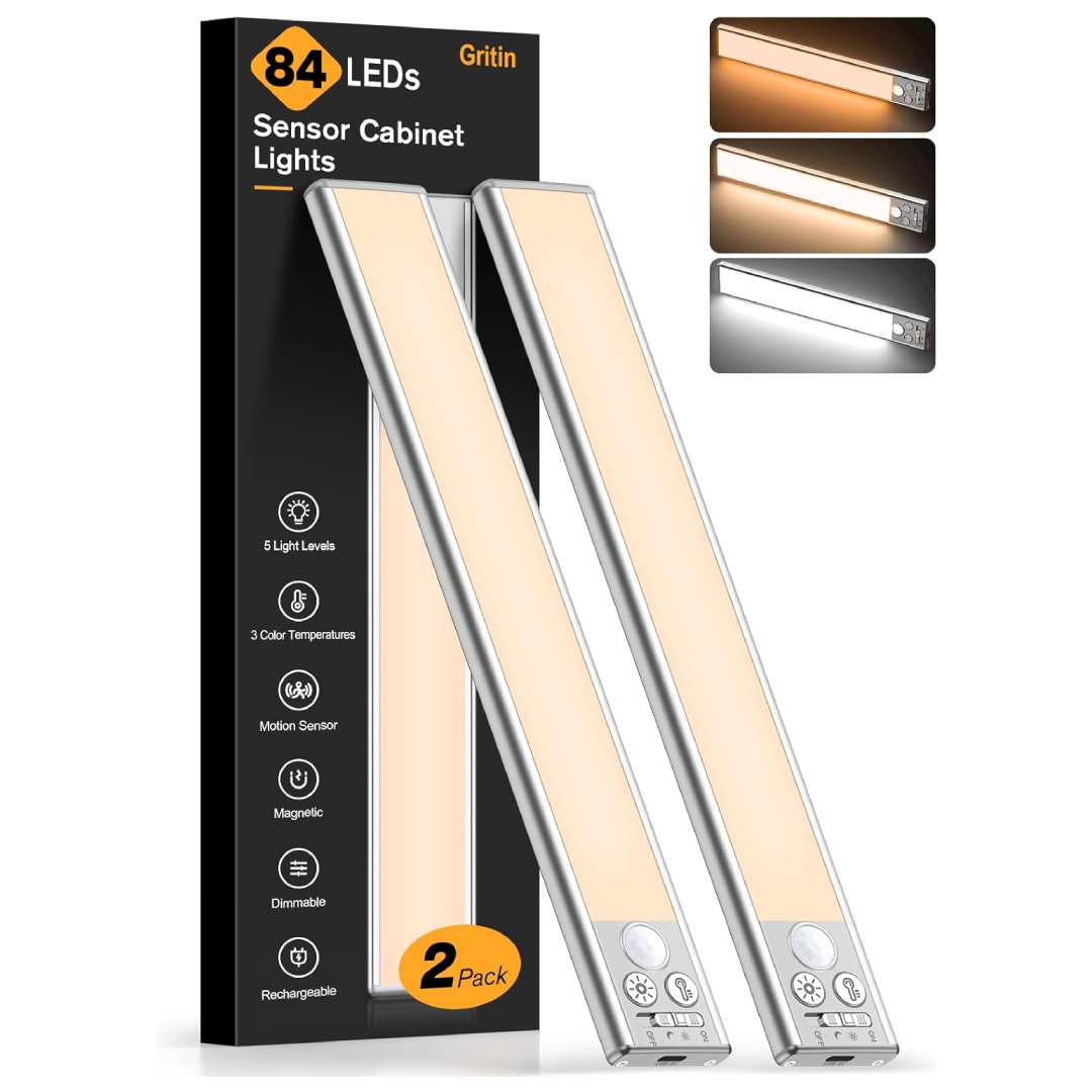 Gritin Under Cabinet Kitchen Lights Rechargeable
