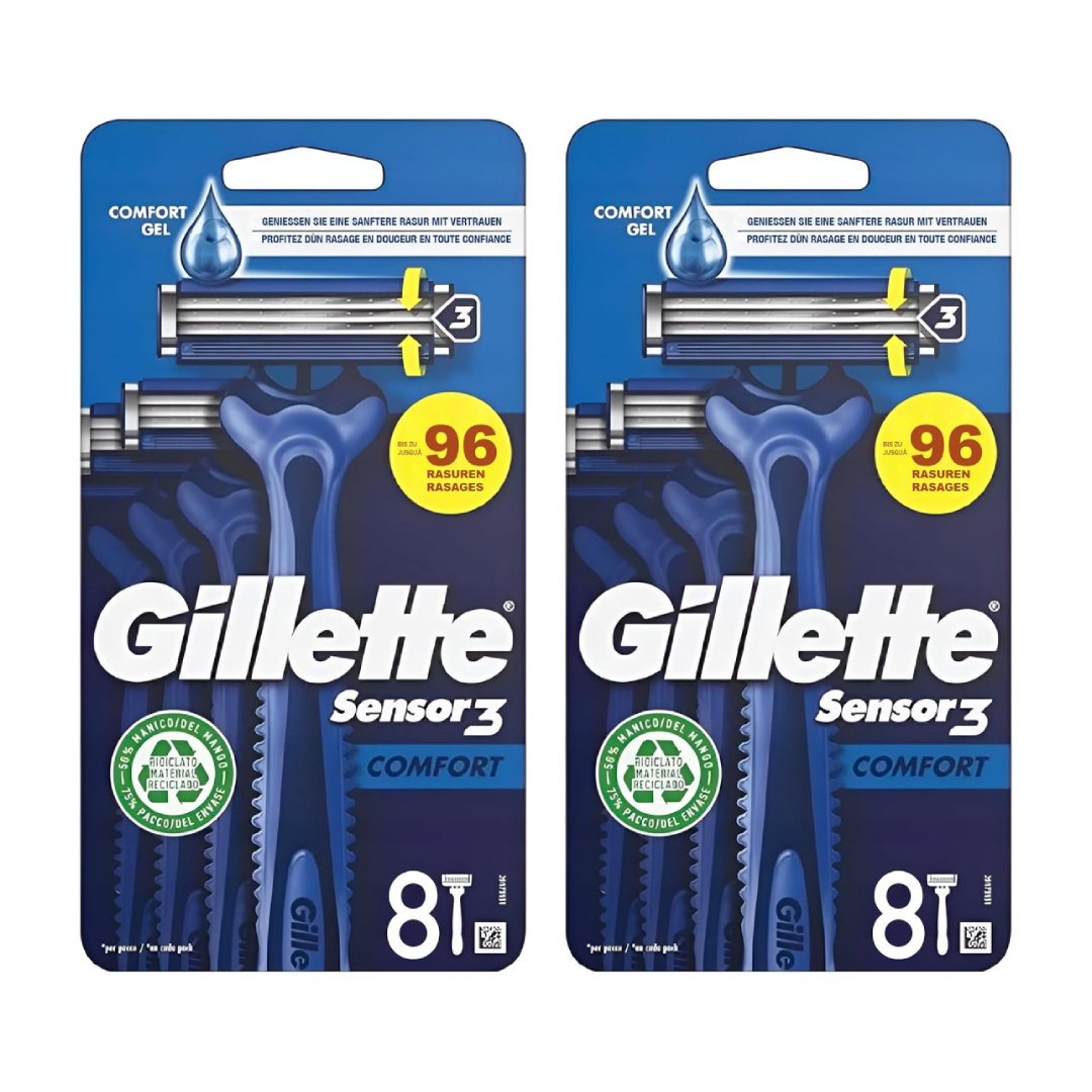 2x Gillette Sensor3 Comfort Disposable Razors 8 Pack