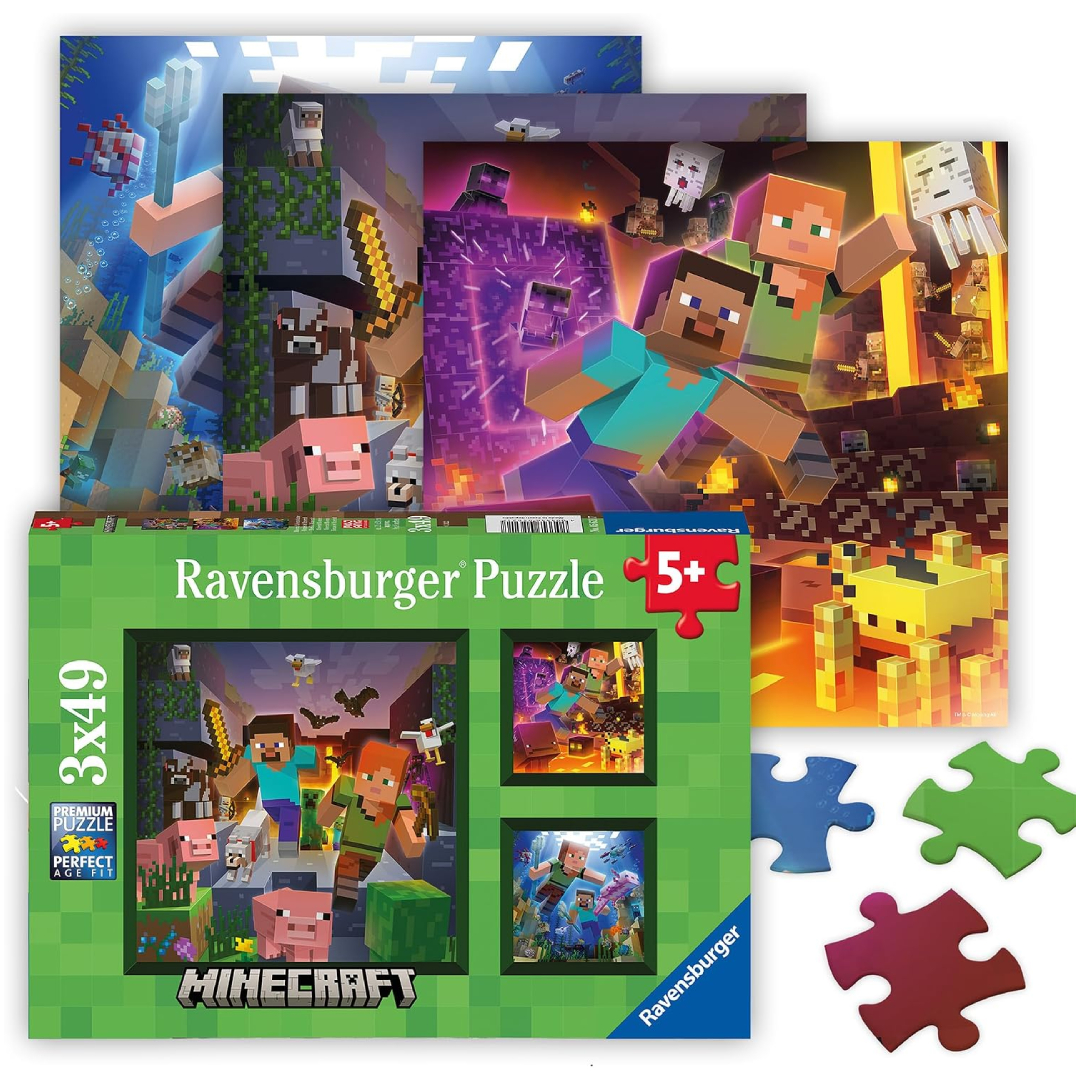 Ravensburger Minecraft 3 x 49 Piece Jigsaw Puzzles