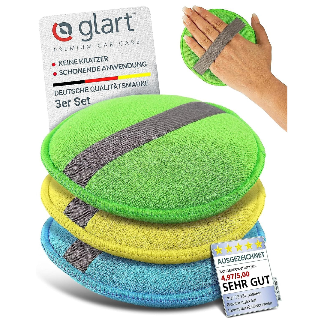 Glart Microfibre Car Hand Polishing Sponge Set