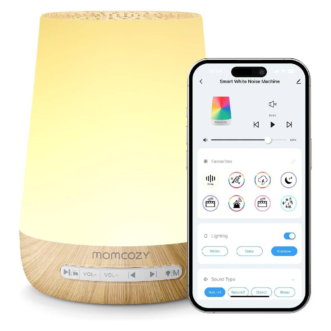 Baby Sound Machine, Momcozy White Noise Machine for Baby Sleeping with Night Light
