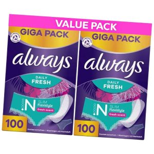 Always Flexistyle Slim Pantyliners - 200 Liners (2 Packs of 100 )