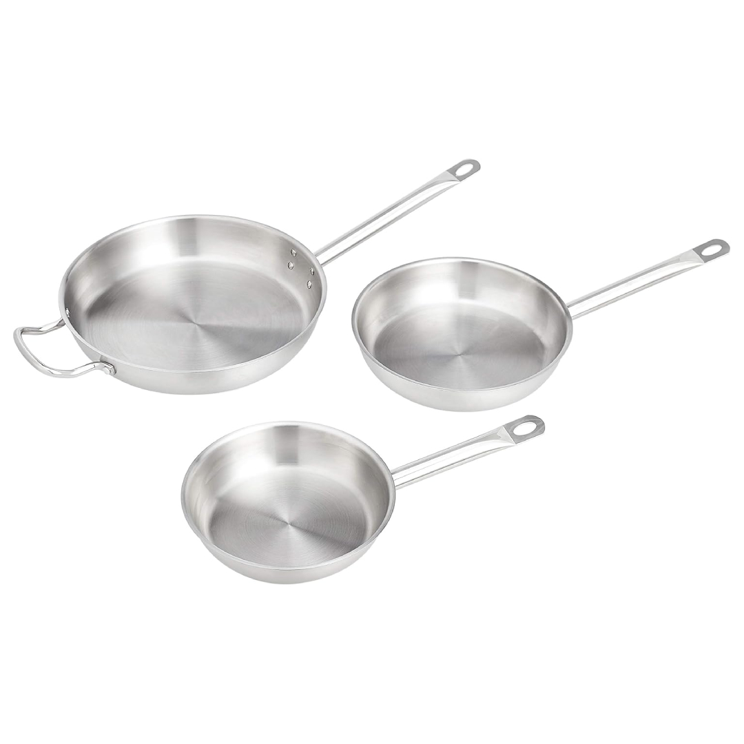 Amazon Basics Set of 3 Stainless Steel Frying Pan